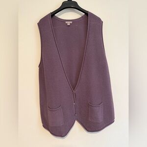 Purple Knit Vest with Pockets